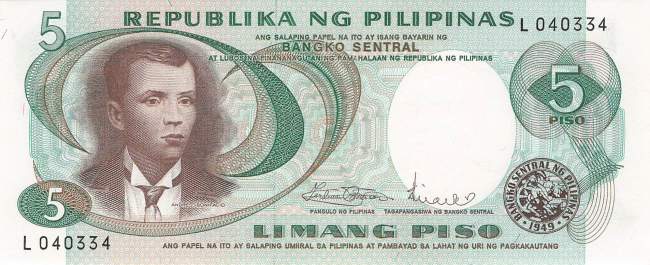 Philippinen 5 Piso 1969 p143b